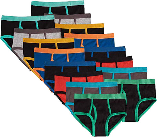Mallary by Matthew 100% Cotton Boys Briefs Underwear 16 Pack Multicolor Elastic