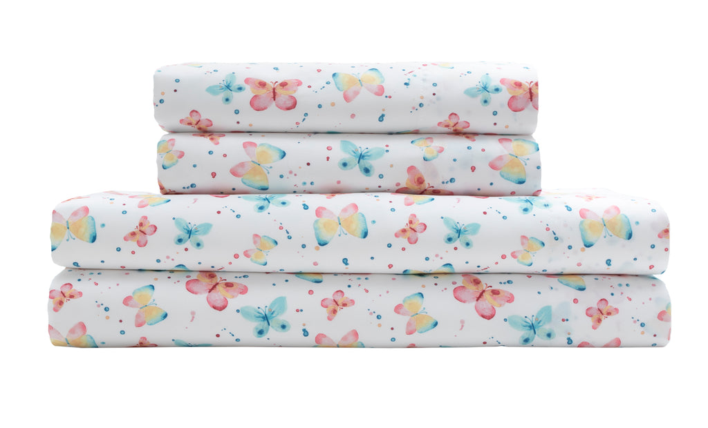 MALLARY BY MATTHEW Kids Super-Soft 100% Microfiber Butterflies Sheet Set