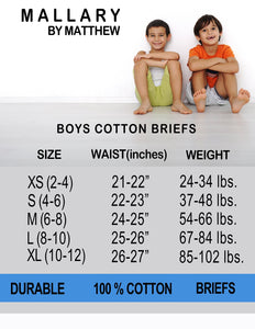 Mallary by Matthew 100% Cotton Boys Boxer Briefs Underwear 4-Pack, Multicolor Cool Elastic