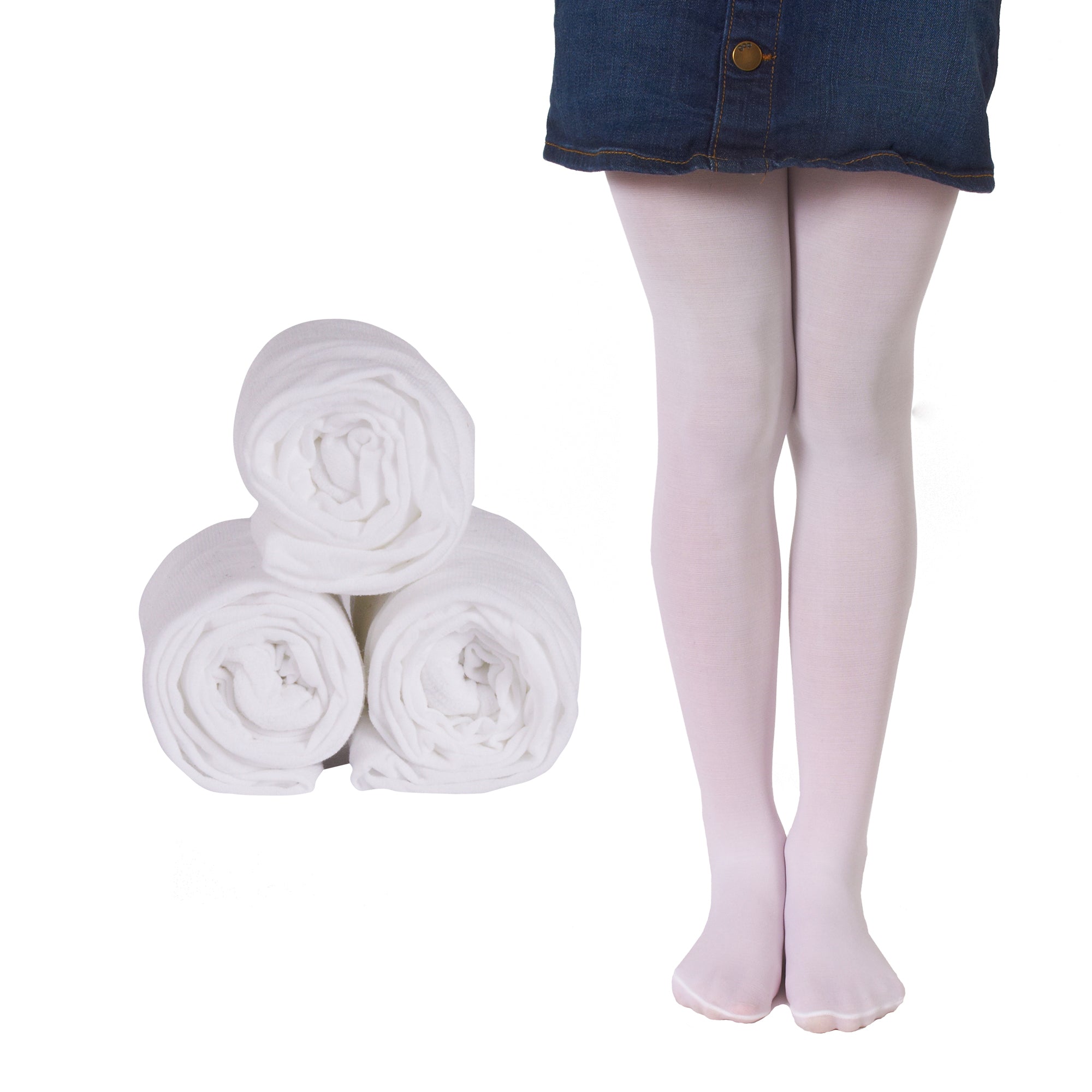 Mallary Girls Microfiber White Tights 3-Pack – Mallary by Matthew